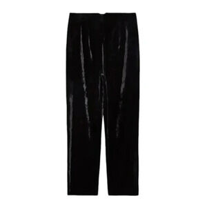 Zara Crushed Velvet Pants High Waist Black  Super Soft Size Medium